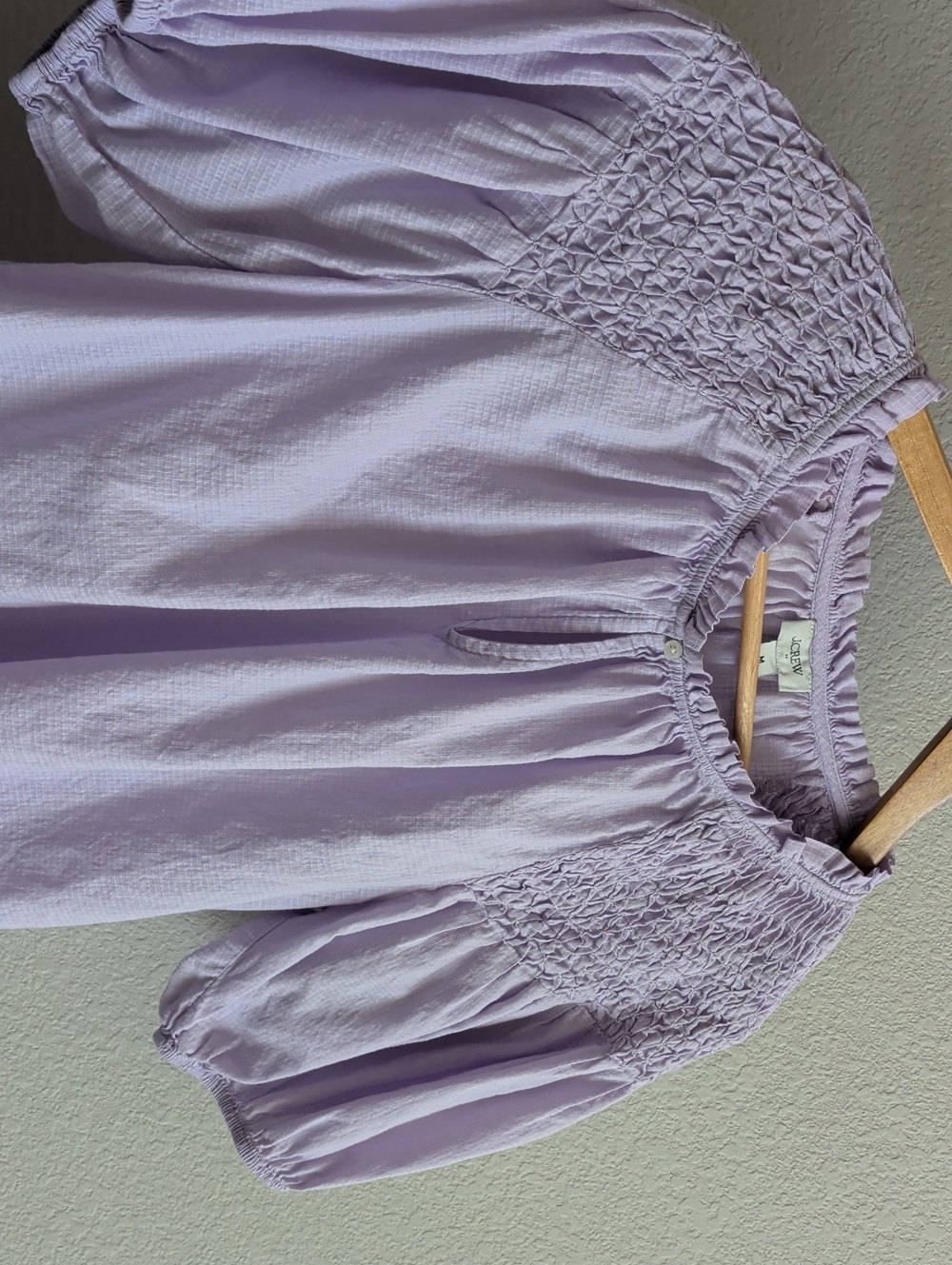 Light Purple Smocked Puff-Sleeve Women's Top